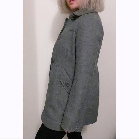 H&M Gray Peter Pan Collar Hourglass Coat Jacket - Picture 6 of 8